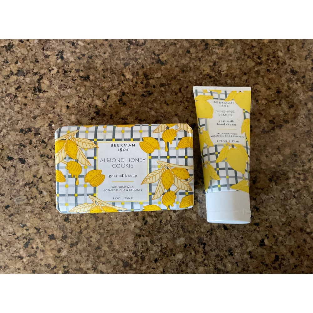 Beekman 1802 Almond Honey Cookie Soap 9oz & Sunshine Lemon Hand Cream 2oz Set